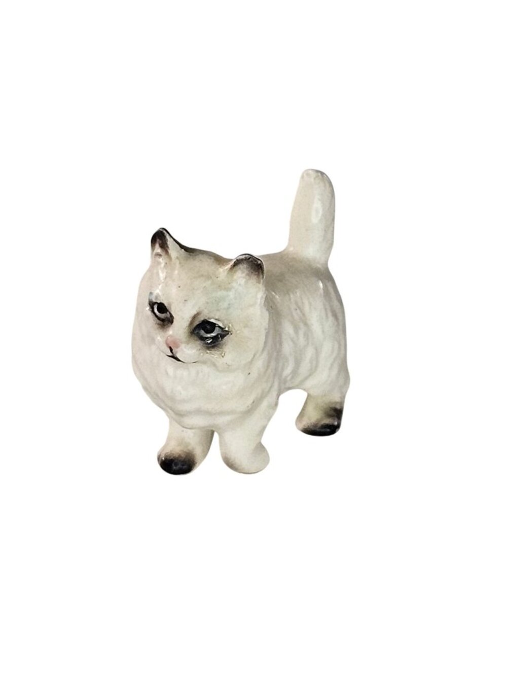 Josef Originals Persian Kitten Walking Cat Miniature Figurine Tiny Shaded Points